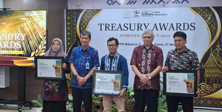 Sabet Penghargaan Treasury Awards KPPN Makassar II, BDK Makassar Raih Peringkat I Kategori Penggunaan CMS